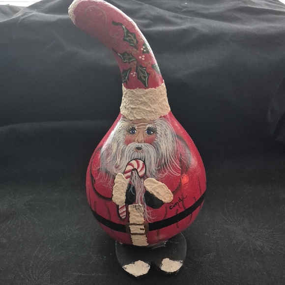 Handcrafted Santa Gourd Figurine - Red Handmade 12 Inches Christmas Decoration - Picture 1 of 10